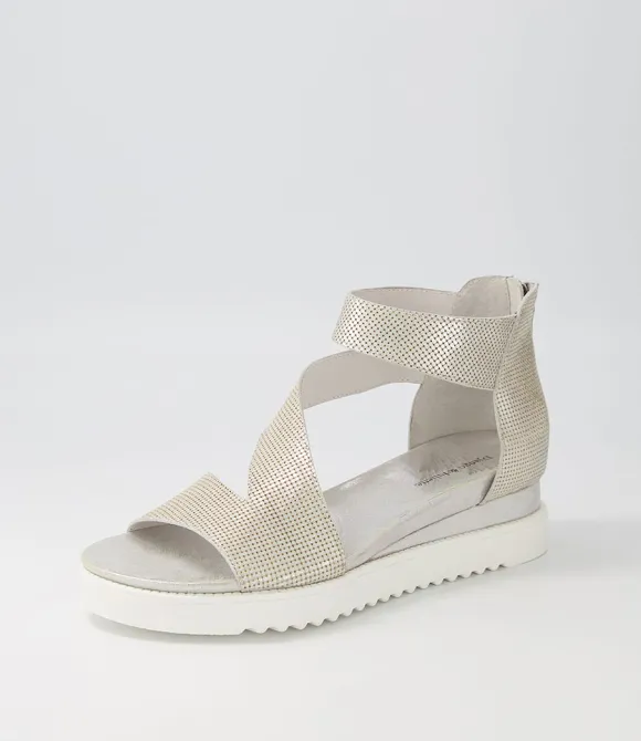 Women DJANGO & JULIETTE Wedges | Adabela Silver White Cut Leather Sandals