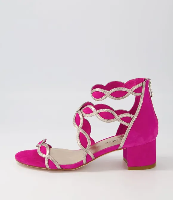 Women DJANGO & JULIETTE Heels | Ailani Fuchsia Platino Suede Leather Sandals
