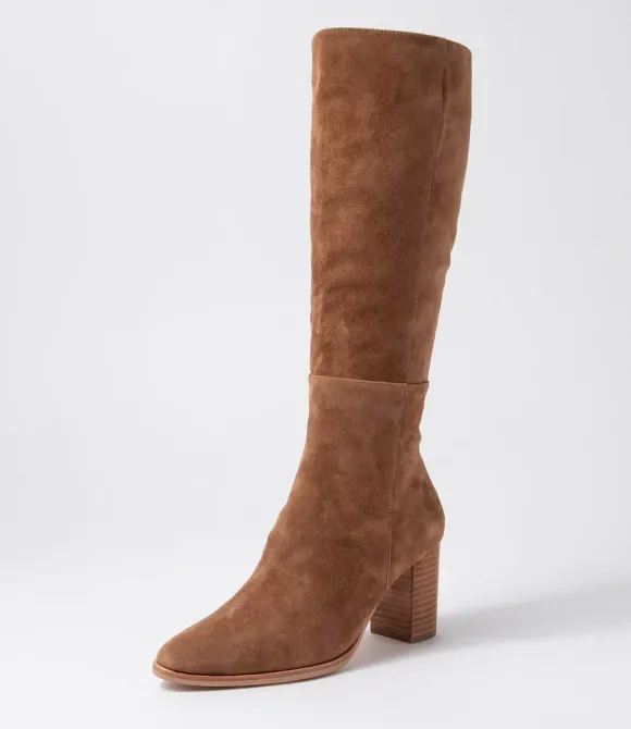 Women DJANGO & JULIETTE Boots | Allouta Light Choc Suede Knee High Boots