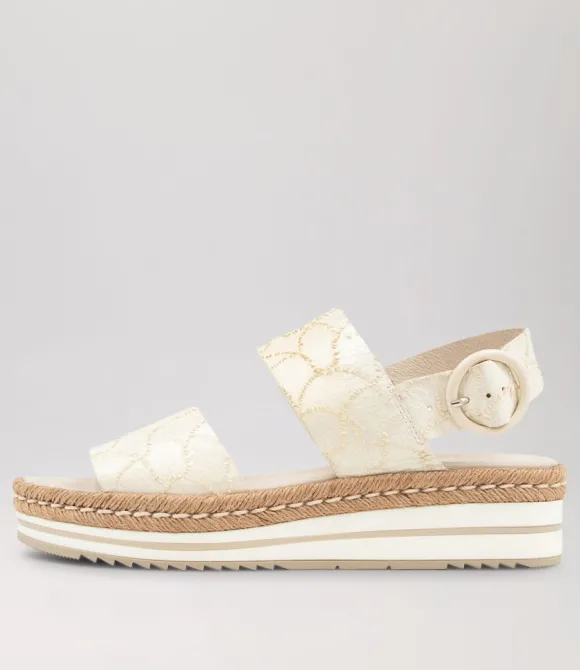 Women DJANGO & JULIETTE Wedges | Atha White Frill Leather Espadrilles