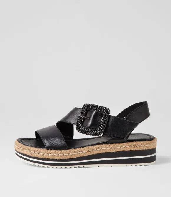 Women DJANGO & JULIETTE Espadrilles | Atory Black Leather Espadrilles