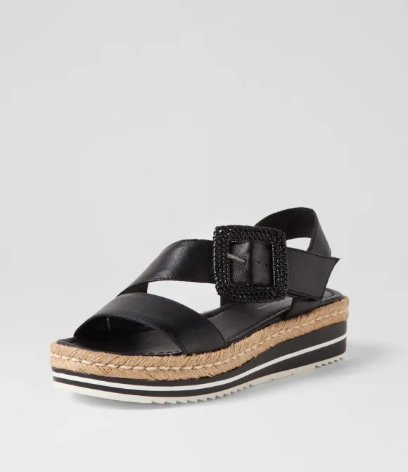 Women DJANGO & JULIETTE Espadrilles | Atory Black Leather Espadrilles