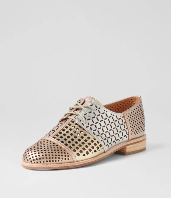 Women DJANGO & JULIETTE Flats | Avert Metallic Multi Lace Up Flats