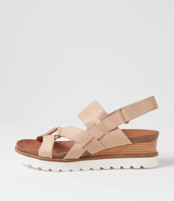 Women DJANGO & JULIETTE Wedges | Baako Latte Leather Sandals