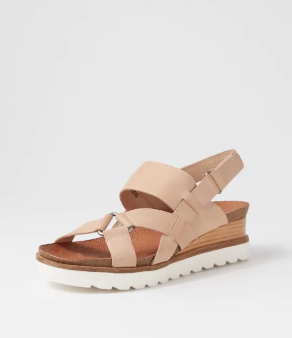 Women DJANGO & JULIETTE Wedges | Baako Latte Leather Sandals