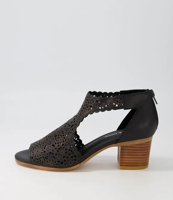 Women DJANGO & JULIETTE Heels | Bames Black Natural Heel Leather Sandals