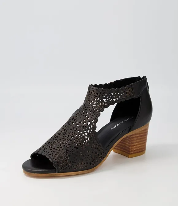 Women DJANGO & JULIETTE Heels | Bames Black Natural Heel Leather Sandals