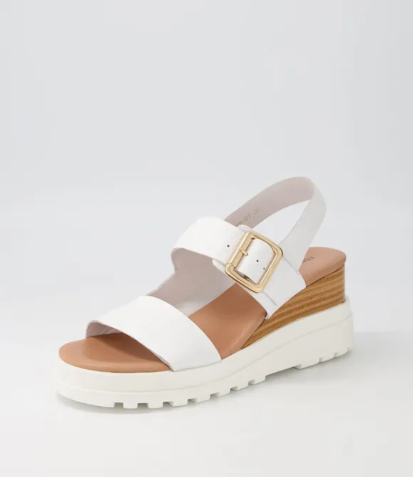 Women DJANGO & JULIETTE Wedges | Barmer White Leather Sandals