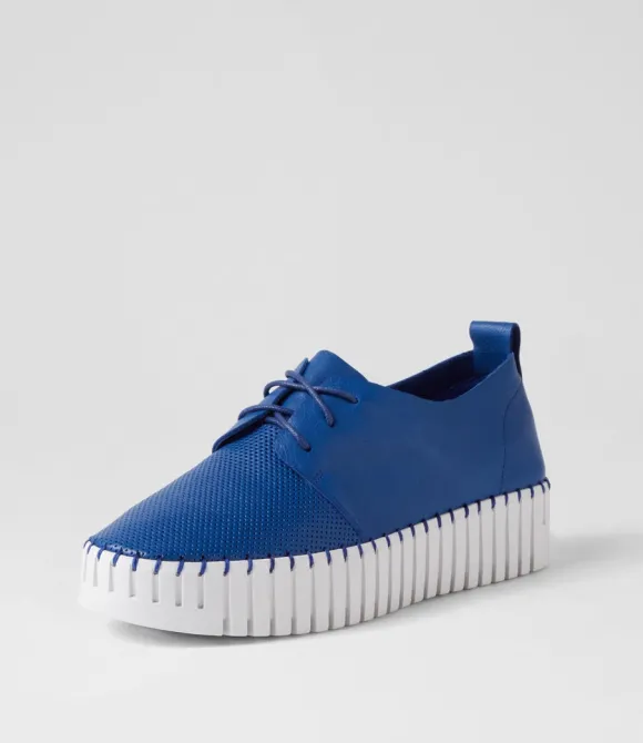 Women DJANGO & JULIETTE Wedges | Batu Cobalt White Leather Sneakers