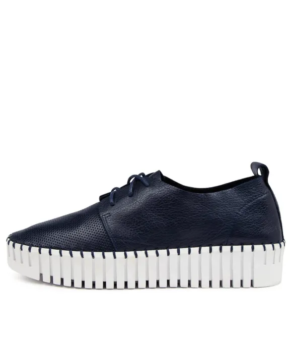 Women DJANGO & JULIETTE Wedges | Batu Dj Navy White Sole Leather