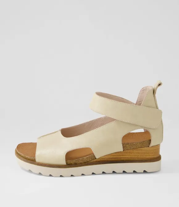 Women DJANGO & JULIETTE Wedges | Beasla Almond Leather Sandals