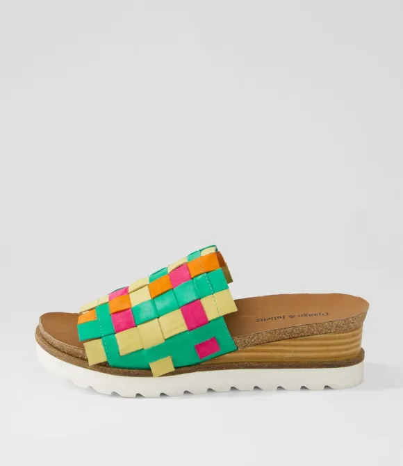 Women DJANGO & JULIETTE Wedges | Berton Spearmint Multi Mules