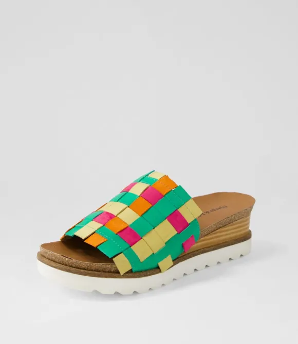 Women DJANGO & JULIETTE Wedges | Berton Spearmint Multi Mules