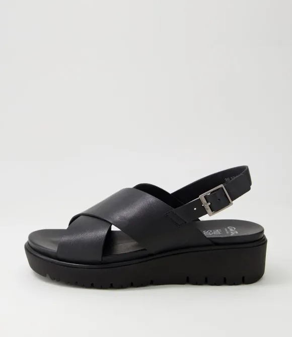 Women ARA Comfort | Bilbao 02 Black Leather Sandals