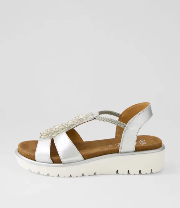 Women ARA Comfort | Bilbao 12 Silber Leather Sandals