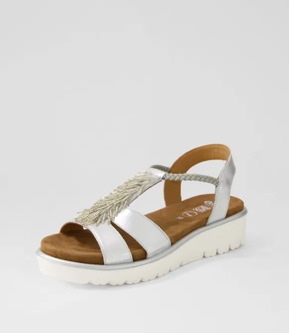 Women ARA Comfort | Bilbao 12 Silber Leather Sandals