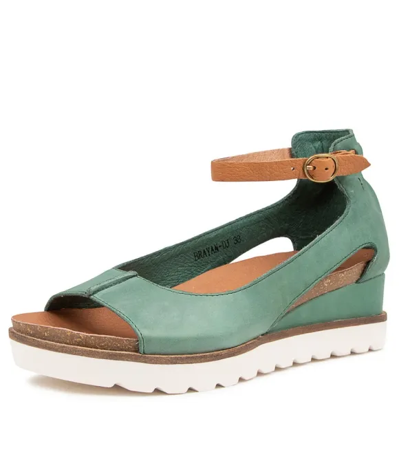 Women DJANGO & JULIETTE Wedges | Brayan Ocean Dark Tan Leather Sandals