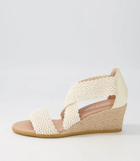 Women DJANGO & JULIETTE Wedges | Briage Natural Weave Elastic Leather Espadrilles