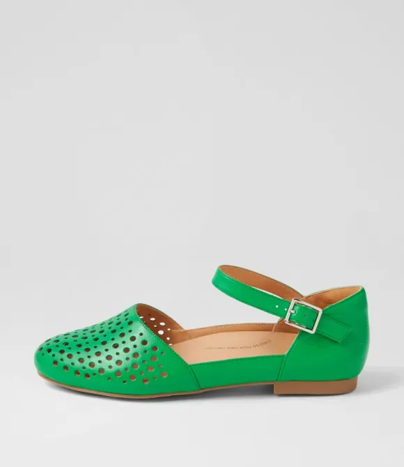 Women ZIERA Comfort | Carrole Xf Bright Emerald Leather Flat Shoes