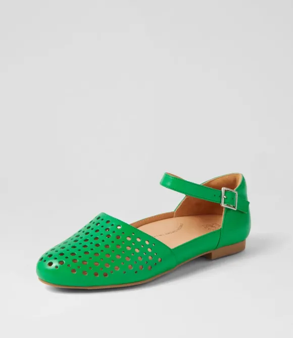 Women ZIERA Comfort | Carrole Xf Bright Emerald Leather Flat Shoes