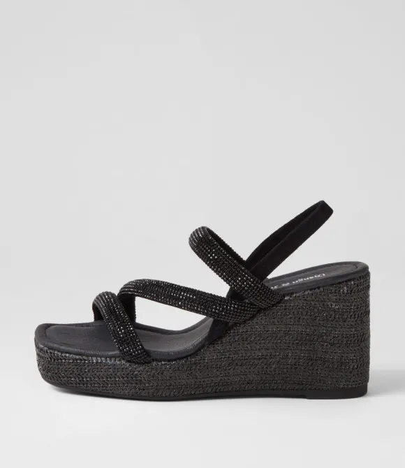 Women DJANGO & JULIETTE Wedges | Cookie Black Mix Multi Sandals