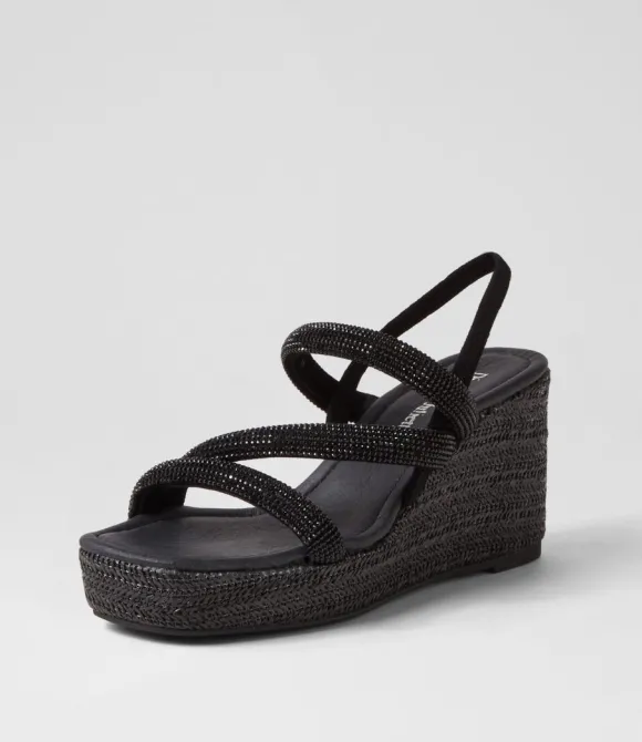 Women DJANGO & JULIETTE Wedges | Cookie Black Mix Multi Sandals