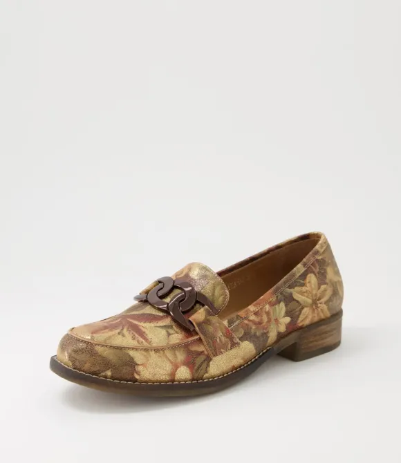 Women DJANGO & JULIETTE Loafers | Corina Vintage Metal Floral Leather Loafers