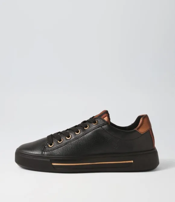 Women ARA Comfort | Courtyard 02 Black Leather Sneakers