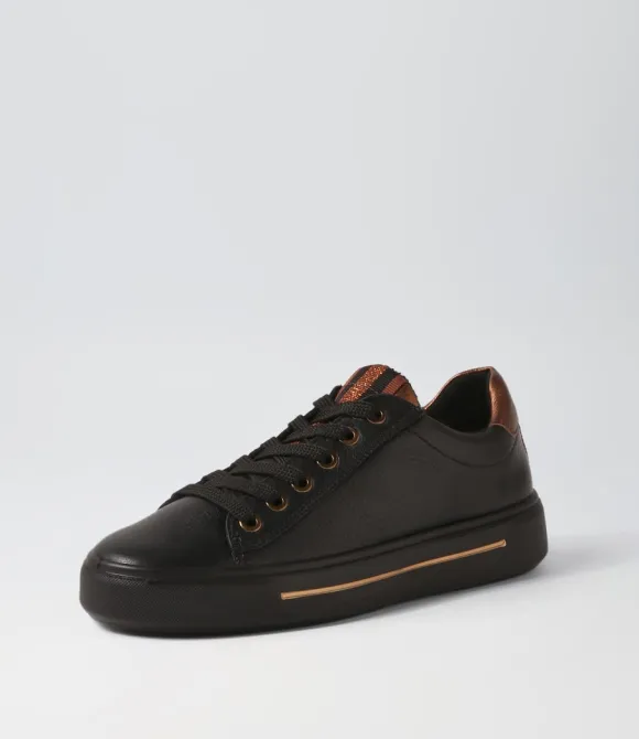 Women ARA Comfort | Courtyard 02 Black Leather Sneakers