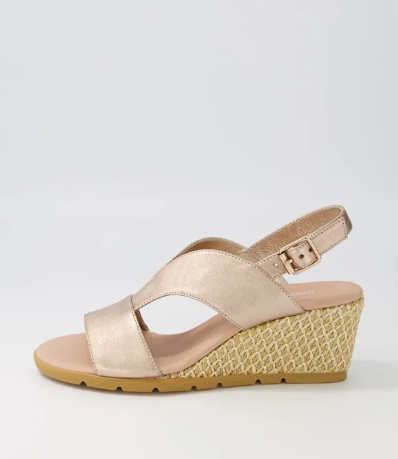 Women DJANGO & JULIETTE Wedges | Dalia Champagne Nude Weave Leather Sandals