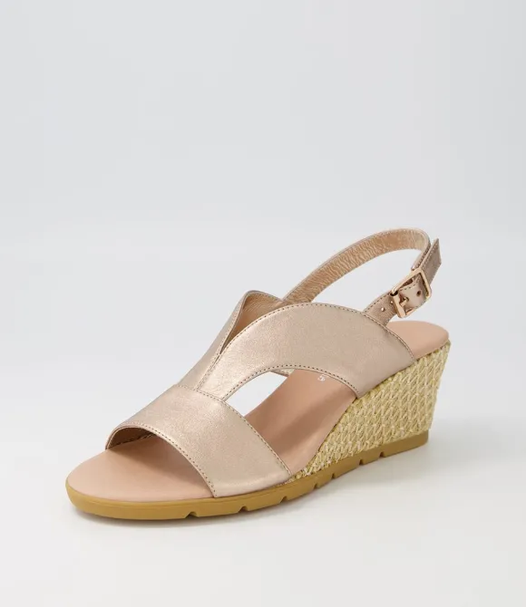 Women DJANGO & JULIETTE Wedges | Dalia Champagne Nude Weave Leather Sandals