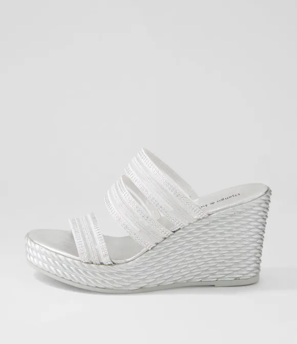 Women DJANGO & JULIETTE Wedges | Enrica Silver Vinylite Sandals