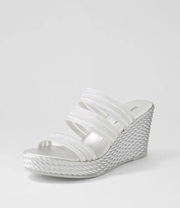 Women DJANGO & JULIETTE Wedges | Enrica Silver Vinylite Sandals