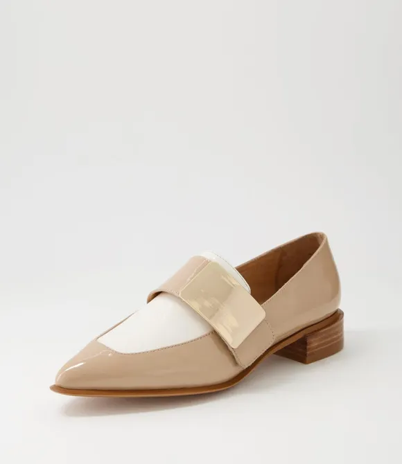 Women DJANGO & JULIETTE Loafers | Ering Camel Ivory Gold Patent Leather Loafers