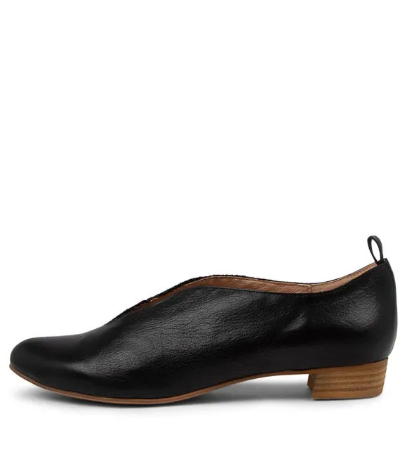 Women DJANGO & JULIETTE Flats | Esker Black Leather Slip-On Shoes Nh