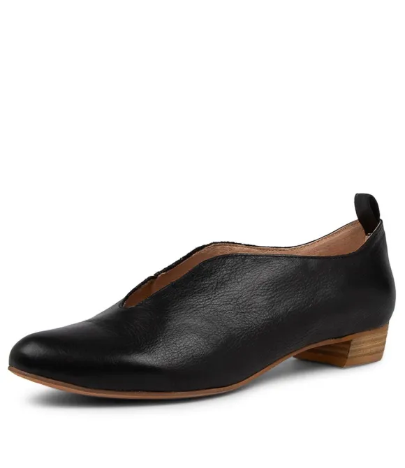 Women DJANGO & JULIETTE Flats | Esker Black Leather Slip-On Shoes Nh