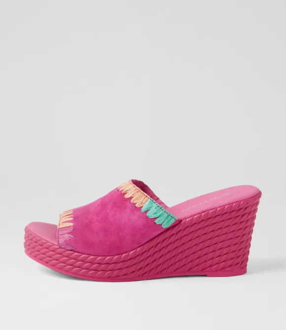 Women DJANGO & JULIETTE Heels | Esmey Fuchsia Bright Suede Sandals