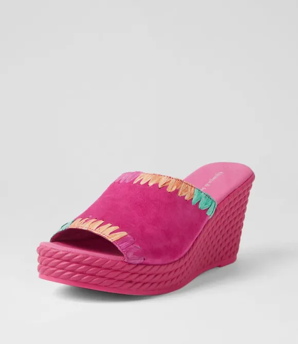 Women DJANGO & JULIETTE Heels | Esmey Fuchsia Bright Suede Sandals