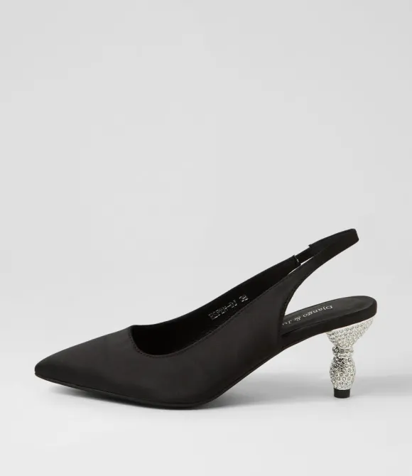 Women DJANGO & JULIETTE Heels | Espen Black Satin Heels