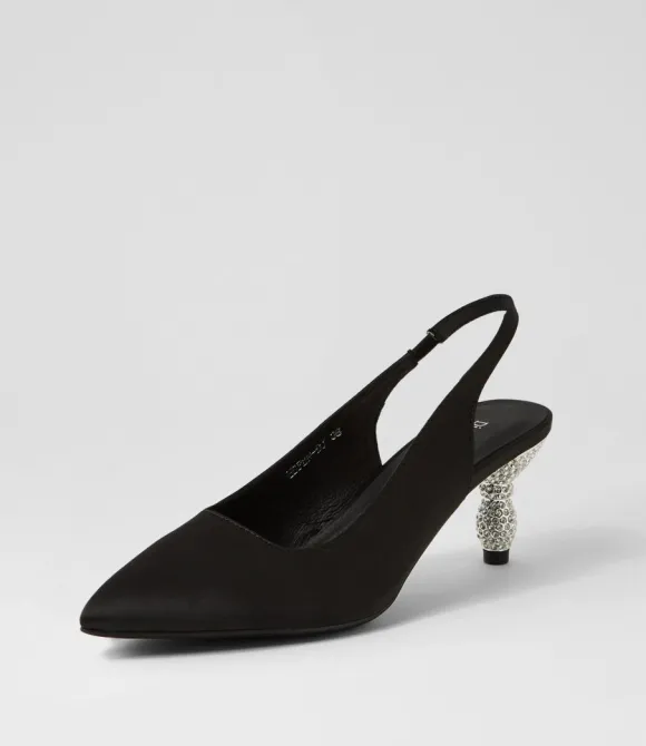 Women DJANGO & JULIETTE Heels | Espen Black Satin Heels