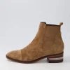 Women DJANGO & JULIETTE Boots | Forda Choc Bronze Suede Elastic Chelsea Boots