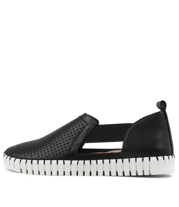 Women DJANGO & JULIETTE Flats | Habiki Black Leather Sneakers Ws
