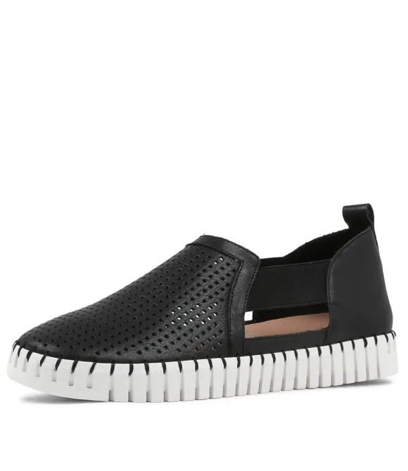 Women DJANGO & JULIETTE Flats | Habiki Black Leather Sneakers Ws