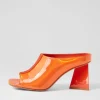 Women DJANGO & JULIETTE Heels | Halley Orange Mirror Patent Mules