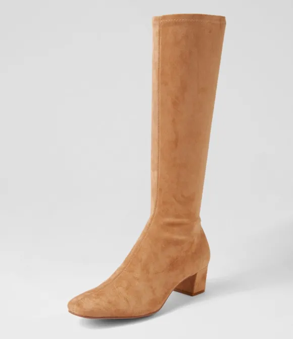 Women DJANGO & JULIETTE Boots | Hayleys Sandy Stretch Microsuede Knee High Boots