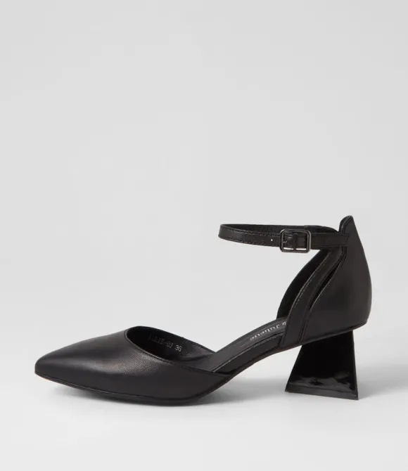 Women DJANGO & JULIETTE Heels | Illie Black Leather Heels