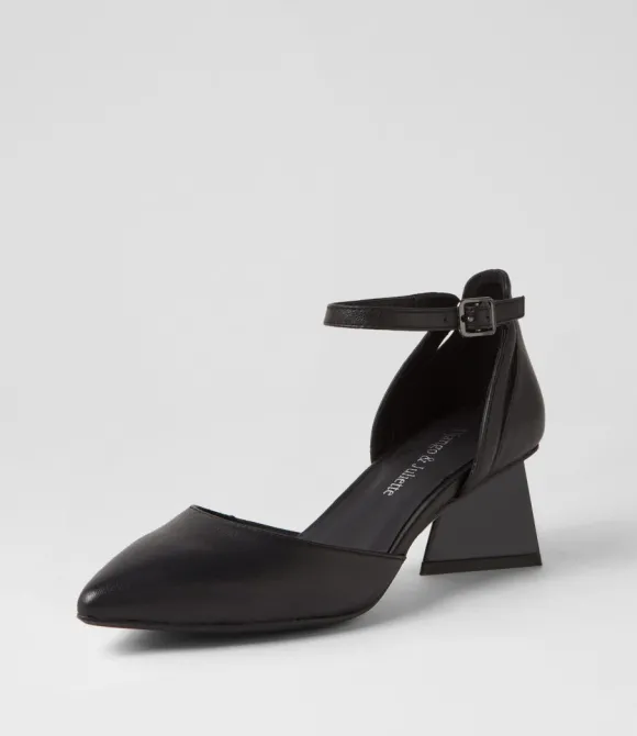 Women DJANGO & JULIETTE Heels | Illie Black Leather Heels