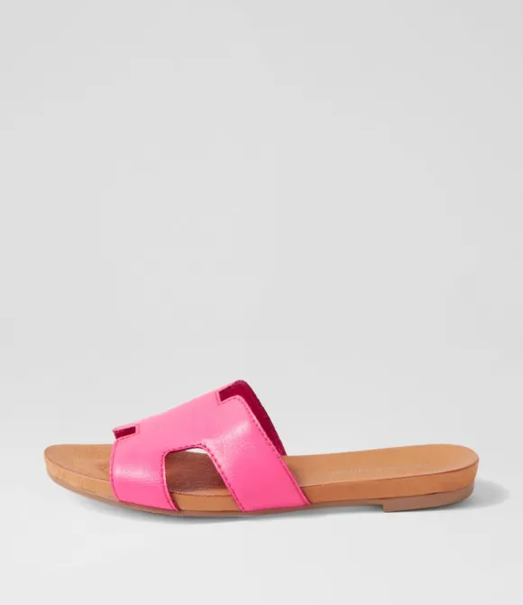 Women DJANGO & JULIETTE Flats | Jamel Hot Pink Leather Slides