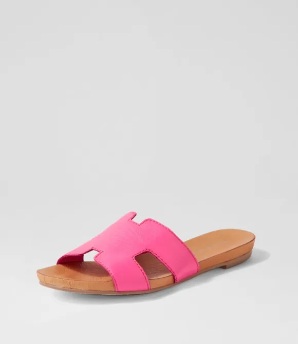 Women DJANGO & JULIETTE Flats | Jamel Hot Pink Leather Slides