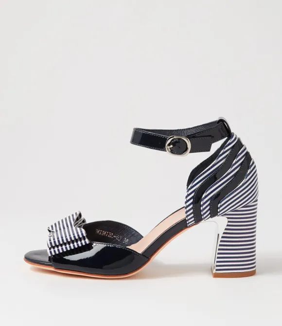 Women DJANGO & JULIETTE Heels | Kadmiel Navy Stripe Patent Leather Sandals